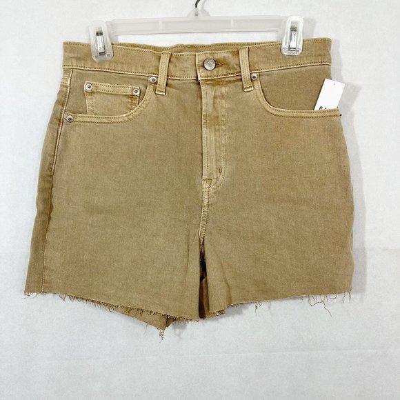 NEW Gap 4" Short High Rise Tan Brown Denim Raw Hem Jean Shorts - Size 28, 6 - Picture 2 of 9